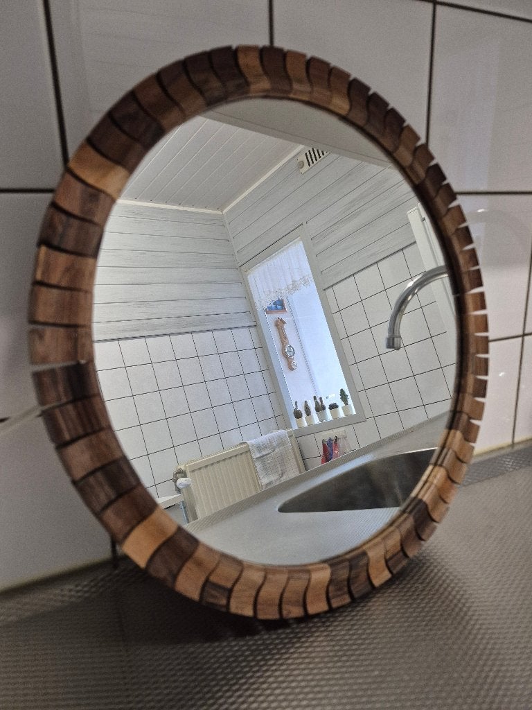 vintage Deense spiegel (jaren 60), Minder dan 50 cm, Gebruikt, Rond, Ophalen of Verzenden