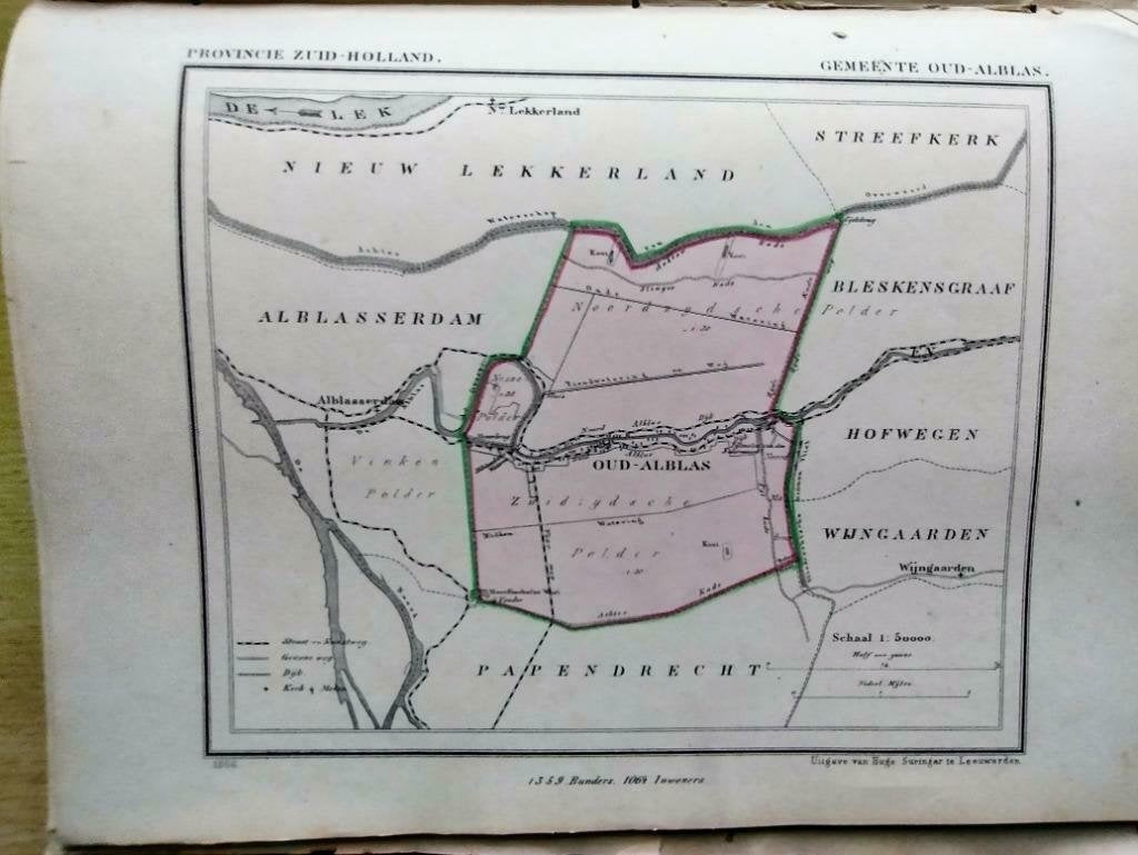 132/ Oud Alblas  Litho  1867  Kuyper ZH, Antiek en Kunst, Ophalen of Verzenden