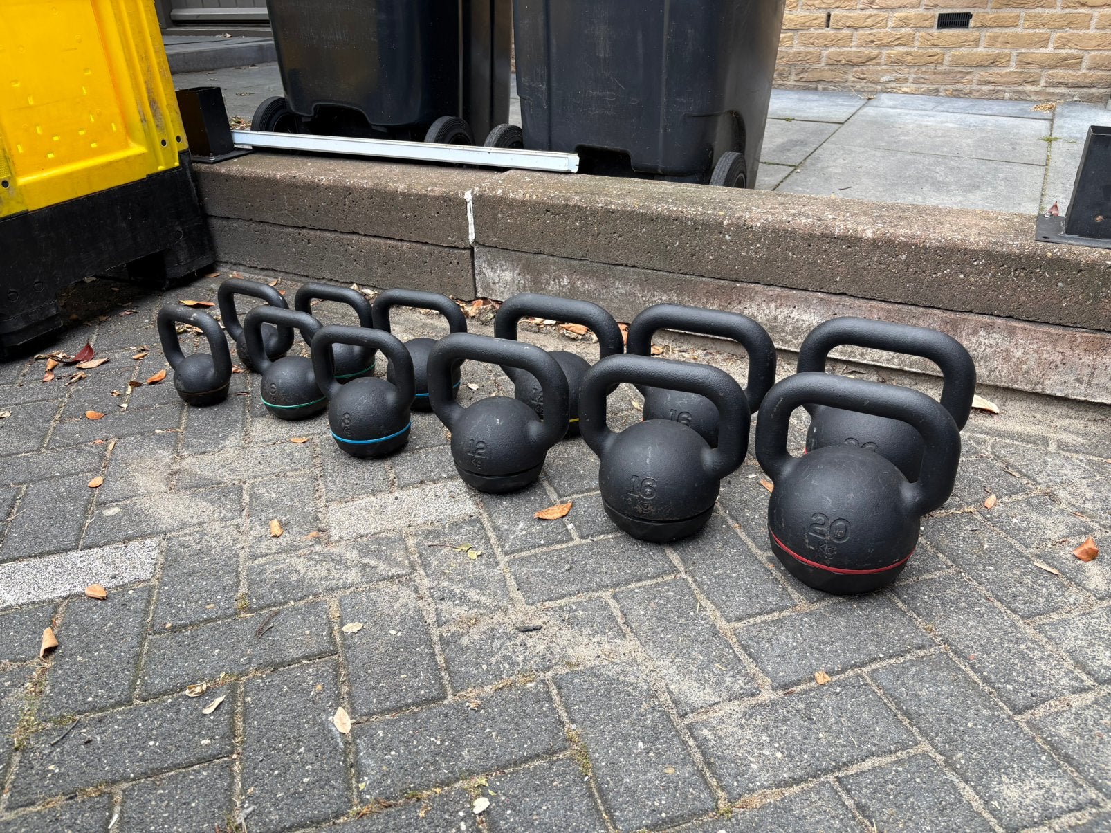 Kettlebells 4-20 kg incl kettlebell rek, Sport en Fitness, Fitnessmaterialen, Ophalen, Gebruikt, Kettlebells, Incl rek