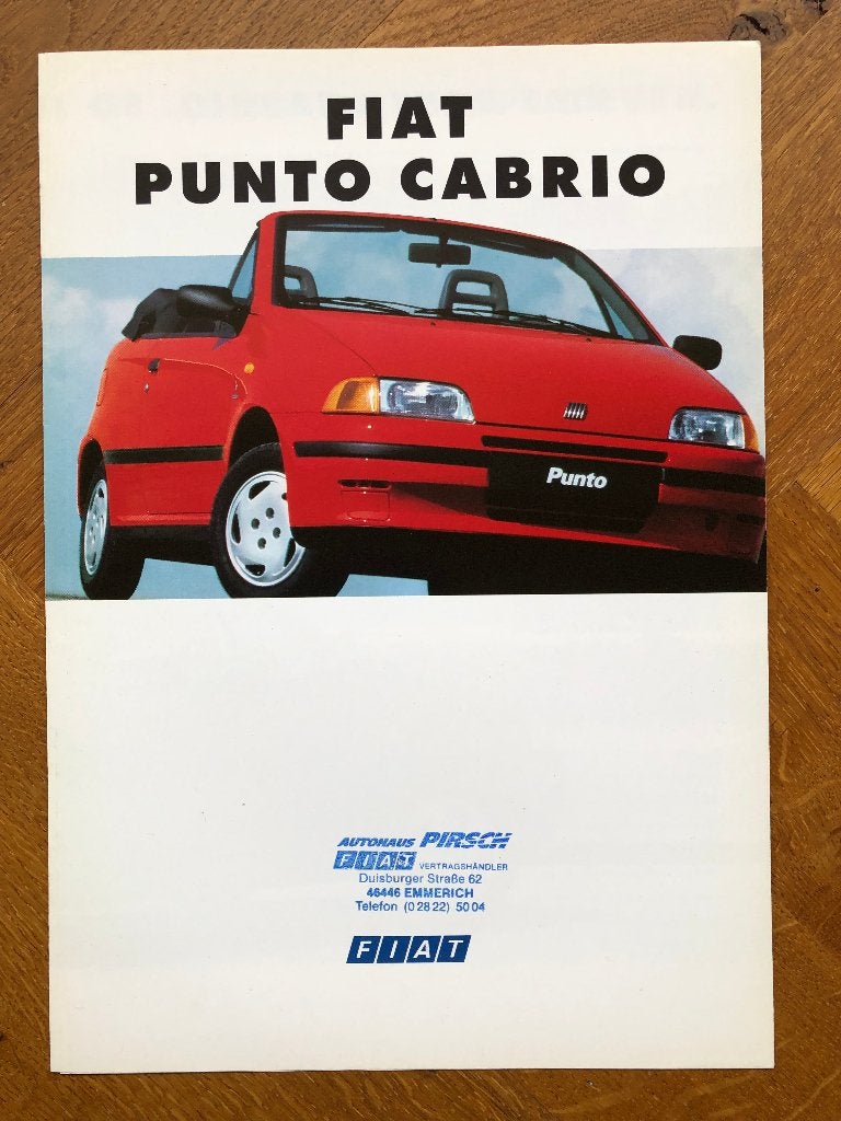 Fiat Punto Cabrio Duitse folder 1994, Nieuw, Ophalen of Verzenden, Overige merken, Fiat