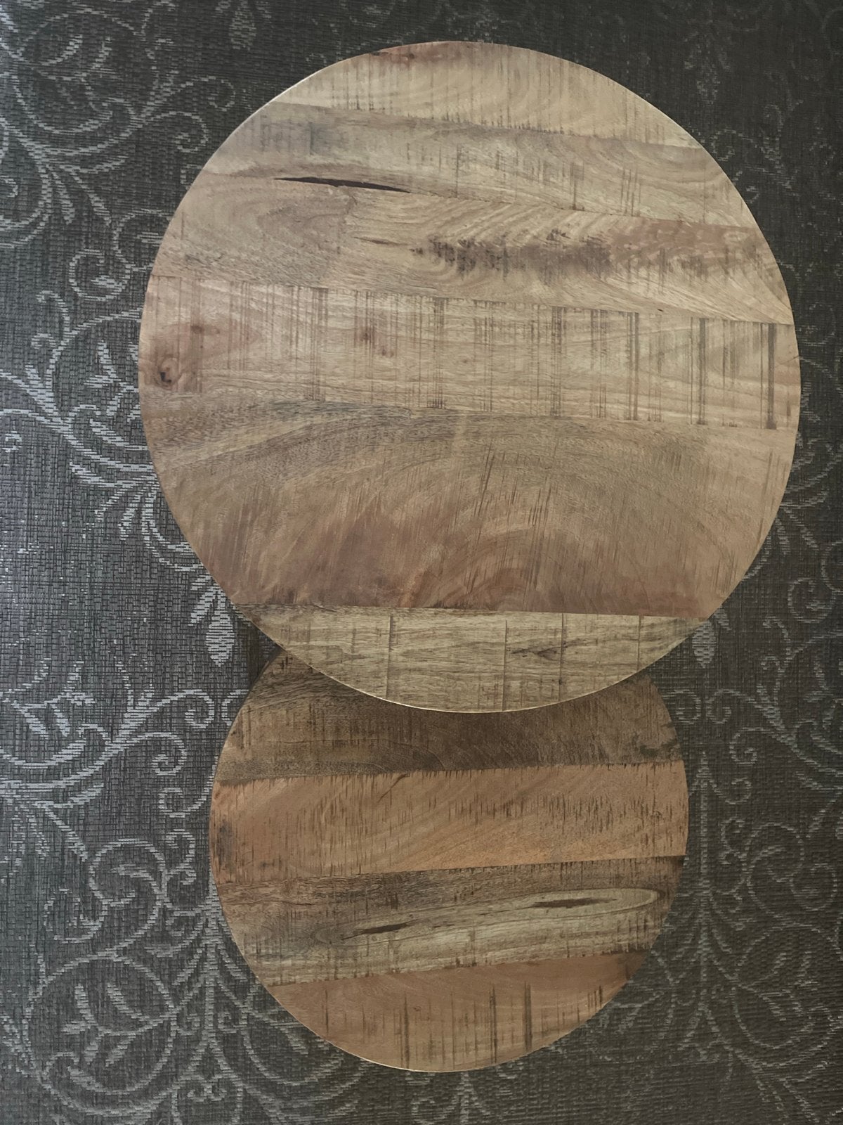 Salontafels hout met rosé/koper goud frame, Ophalen, Gebruikt, Rond, Overige houtsoorten