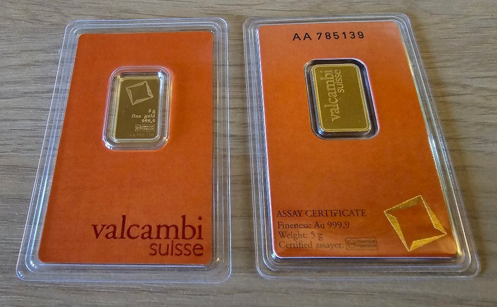 Valcambi 5 gram .999 goud in blister, Ophalen of Verzenden, Goud