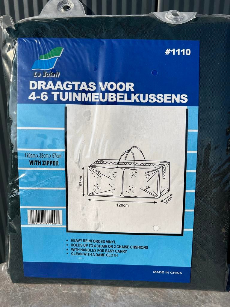 Draagtas voor 4-6 Tuinkussens - Donkergroen met Rits, Tuin en Terras, Tuinmeubel-accessoires, Ophalen of Verzenden, Nieuw