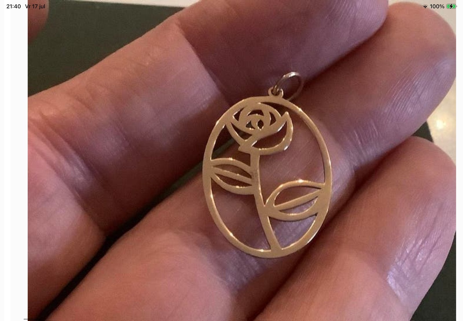 Vintage gouden Kettinghanger hanger  bloem 18 kar goud 750, Verzenden, Zo goed als nieuw