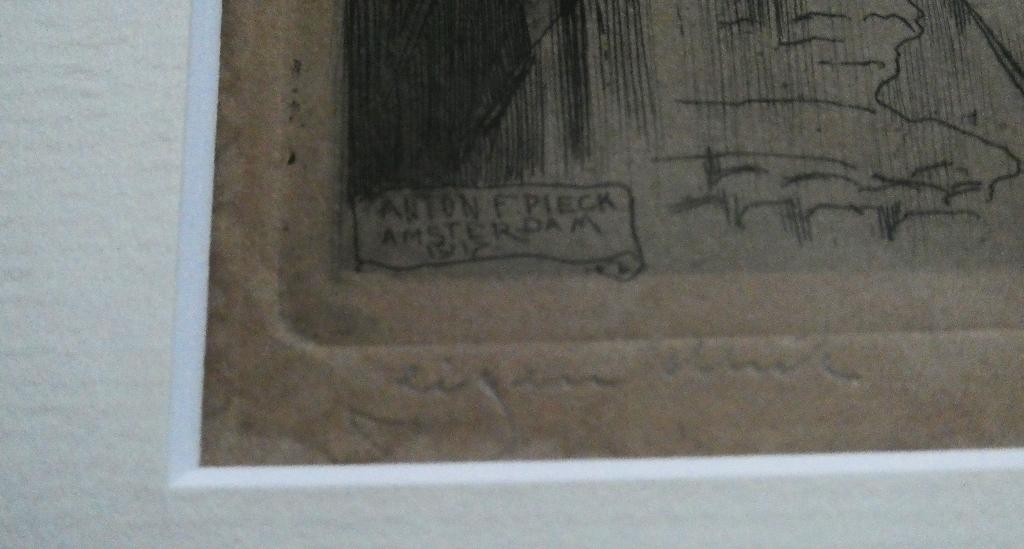 Oudezijds Achterburgwal Anton Pieck Amsterdam 1917 ets, Antiek en Kunst, Kunst | Etsen en Gravures, Ophalen of Verzenden