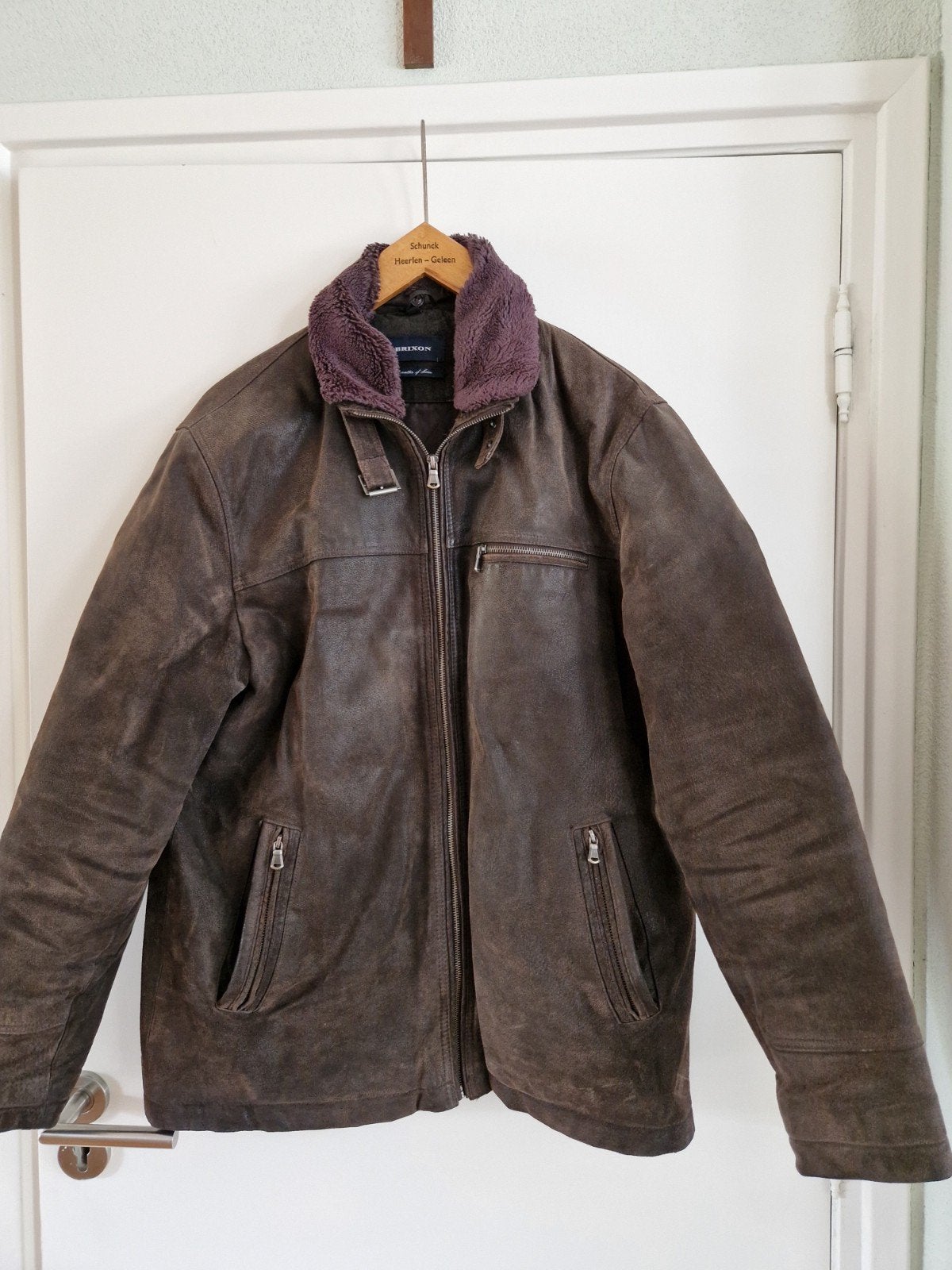 BRIXON Heren Leren Jas - Bruin, Maat L, Kleding | Heren, Maat 52/54 (L), Bruin, BRIXON, Ophalen of Verzenden