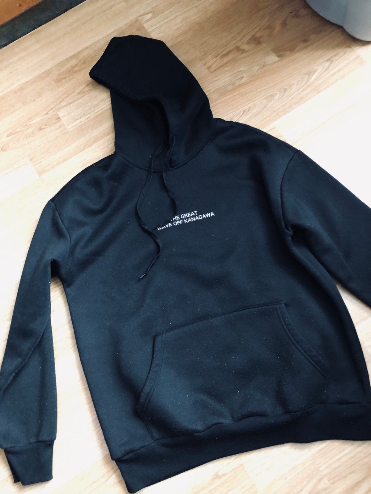 Zwarte hoodie met 'The Great Wave off Kanagawa' print, Ophalen of Verzenden, Gedragen