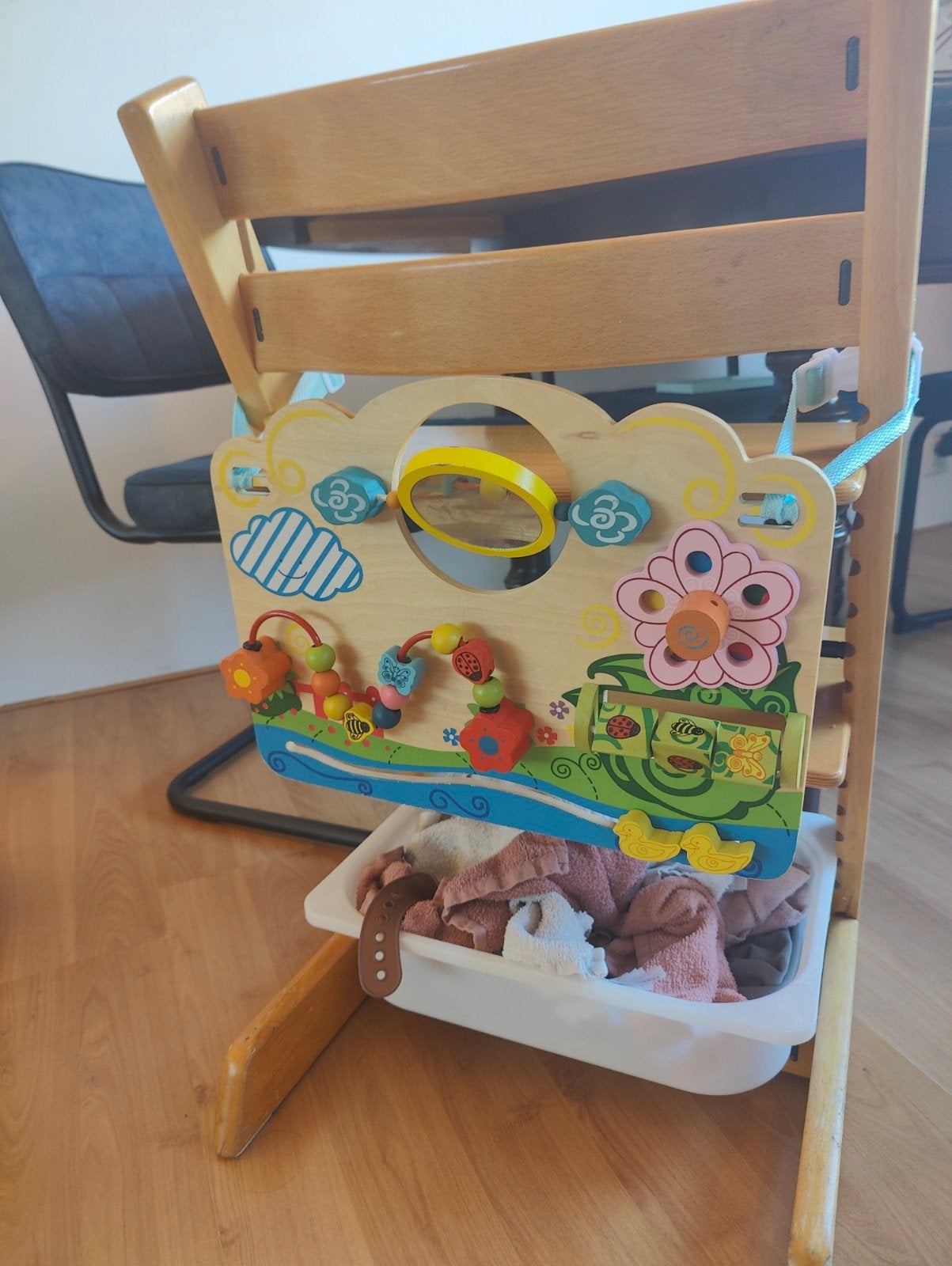 Houten baby speelbord voor kinderstoel of box, Ophalen of Verzenden, Zo goed als nieuw, Overige typen