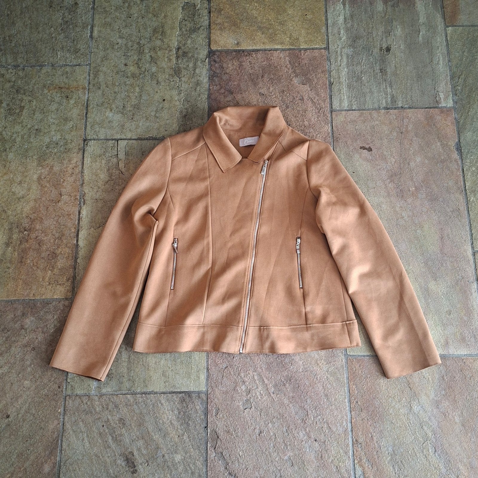 Lichtbruine suède jas Cassis maat 42, Bruin, Cassis, Maat 42/44 (L), Nieuw