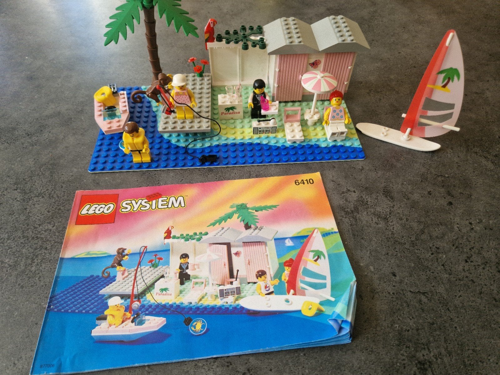Lego System 6410 Paradisa Strandhuisje met Windsurfplank, Compleet, Gebruikt, Overige thema's, Lego