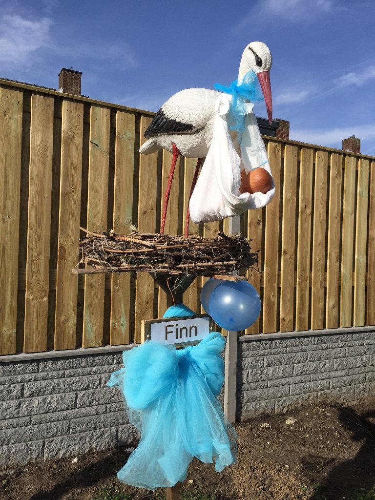 Geboortebord OOIEVAAR op NEST huren huur babyspullen jongen, Ophalen, Zo goed als nieuw, Geboortebord