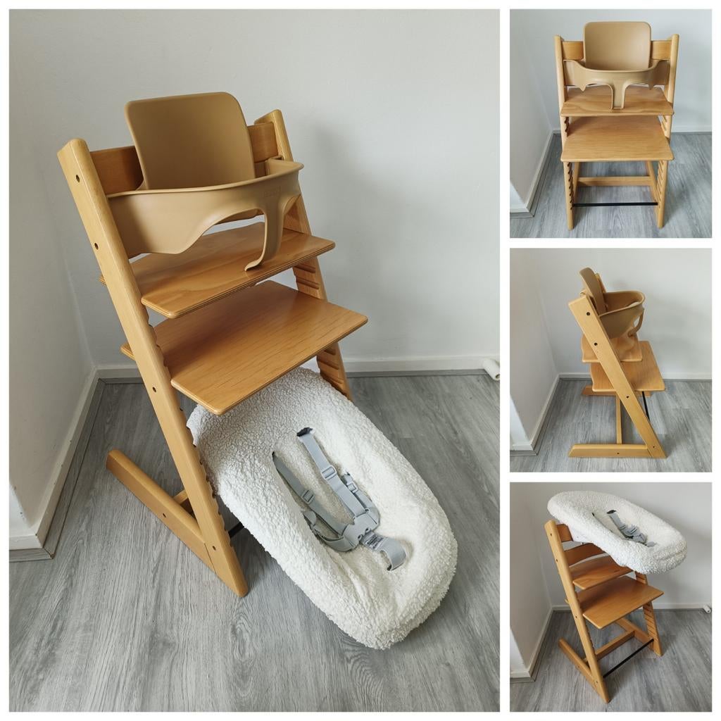 ZGAN! Stokke Tripp Trapp naturel+babyset,newborn,teddy hoes, Kinderen en Baby's, Kinderstoelen, Ophalen of Verzenden, Zo goed als nieuw