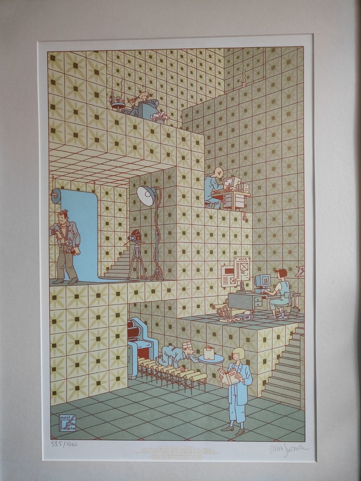 Joost Swarte - Comix Factory (1980) - Ingelijste offset, Antiek en Kunst, Gelimiteerde oplage, Ophalen, Overige onderwerpen, Offsetdruk