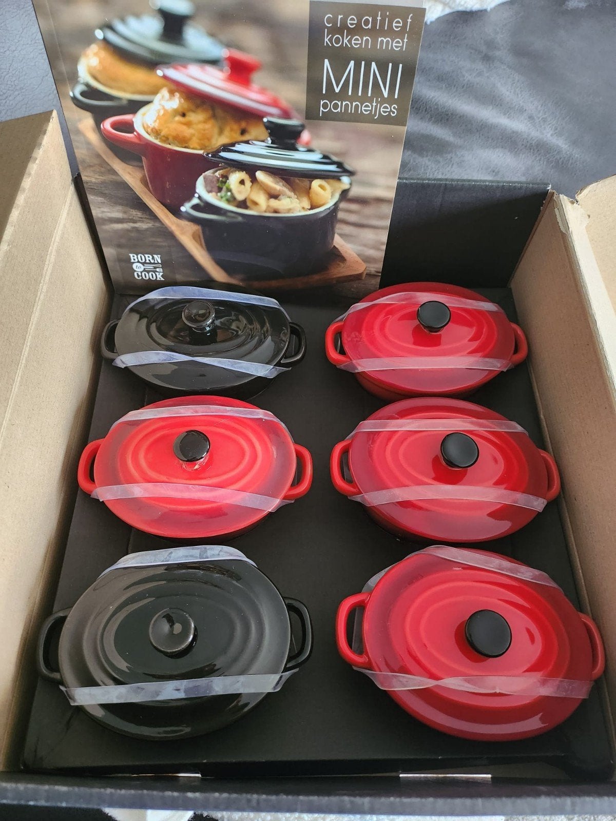 Born to Cook Mini Pannetjes Set - 6 Stuks, Huis en Inrichting, Met deksel, Overige typen, Nieuw, Ophalen of Verzenden