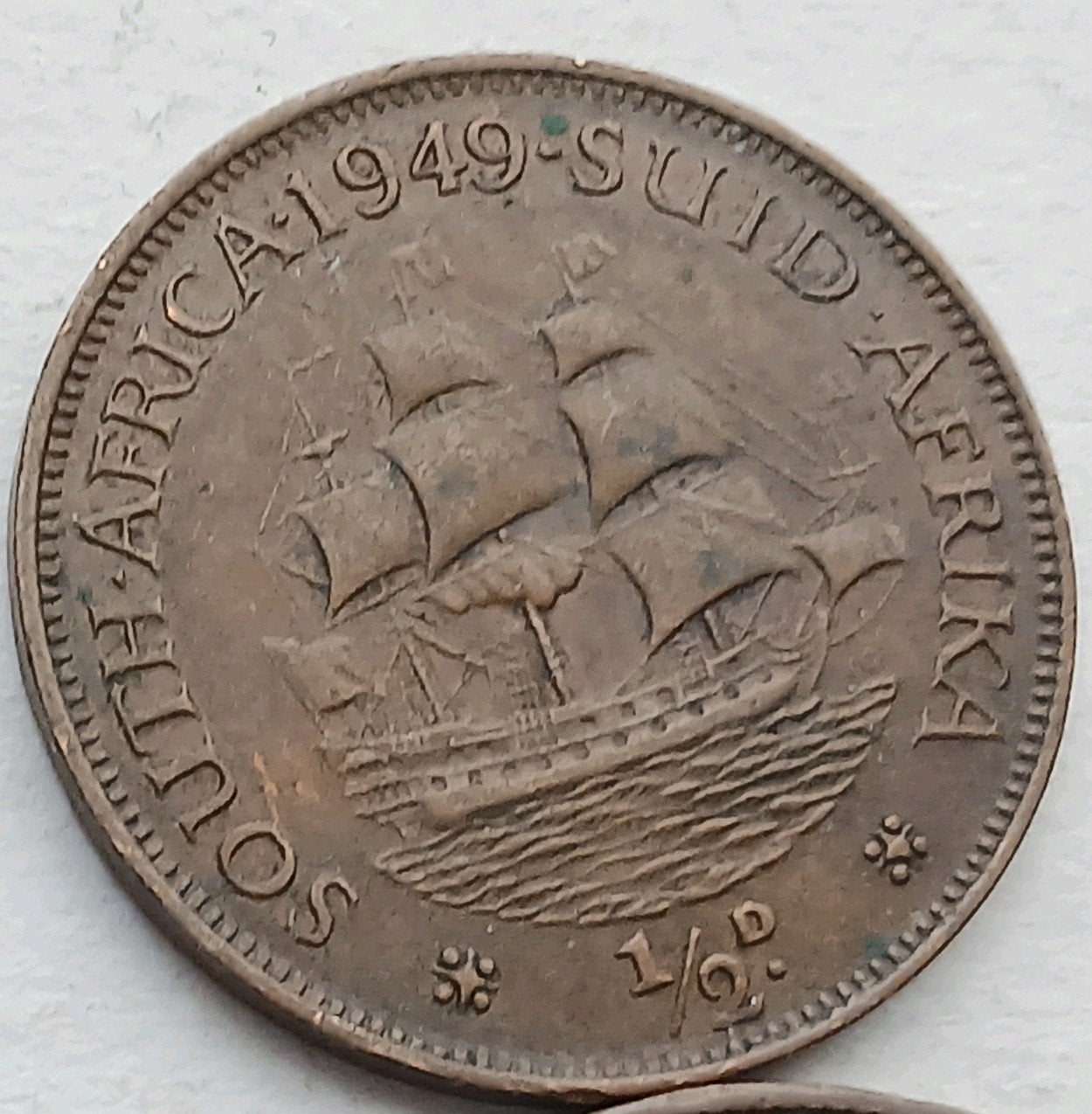 Halfpenny 1949 Zuid Afrika Prachtige Oude Munt Schaars Boot, Ophalen of Verzenden, Zuid-Afrika
