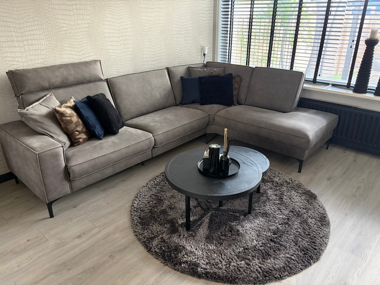 Hoekbank Barrio Pronto Wonen Cacao met elektrische relaxfunc, Ophalen, 250 tot 300 cm, 100 tot 125 cm, Hoekbank