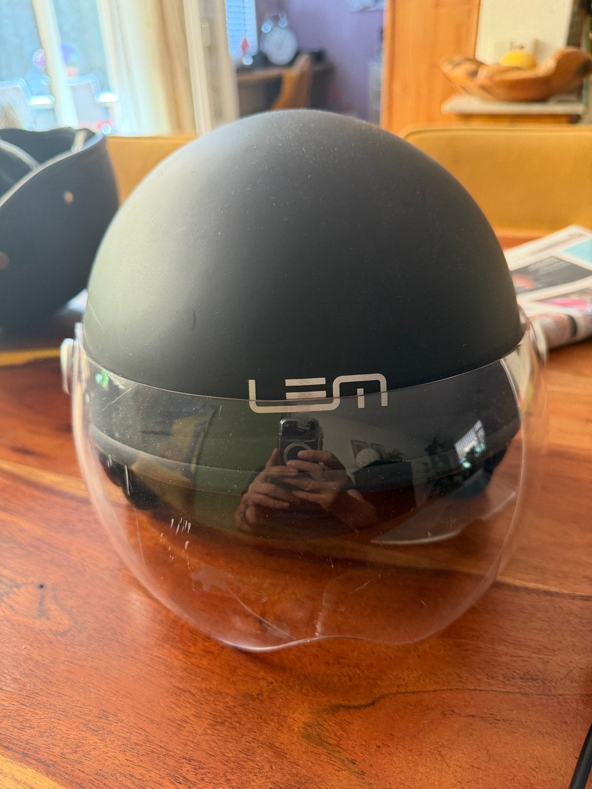 LEM scooterhelm mat zwart met vizier, Ophalen, Gebruikt, Medium