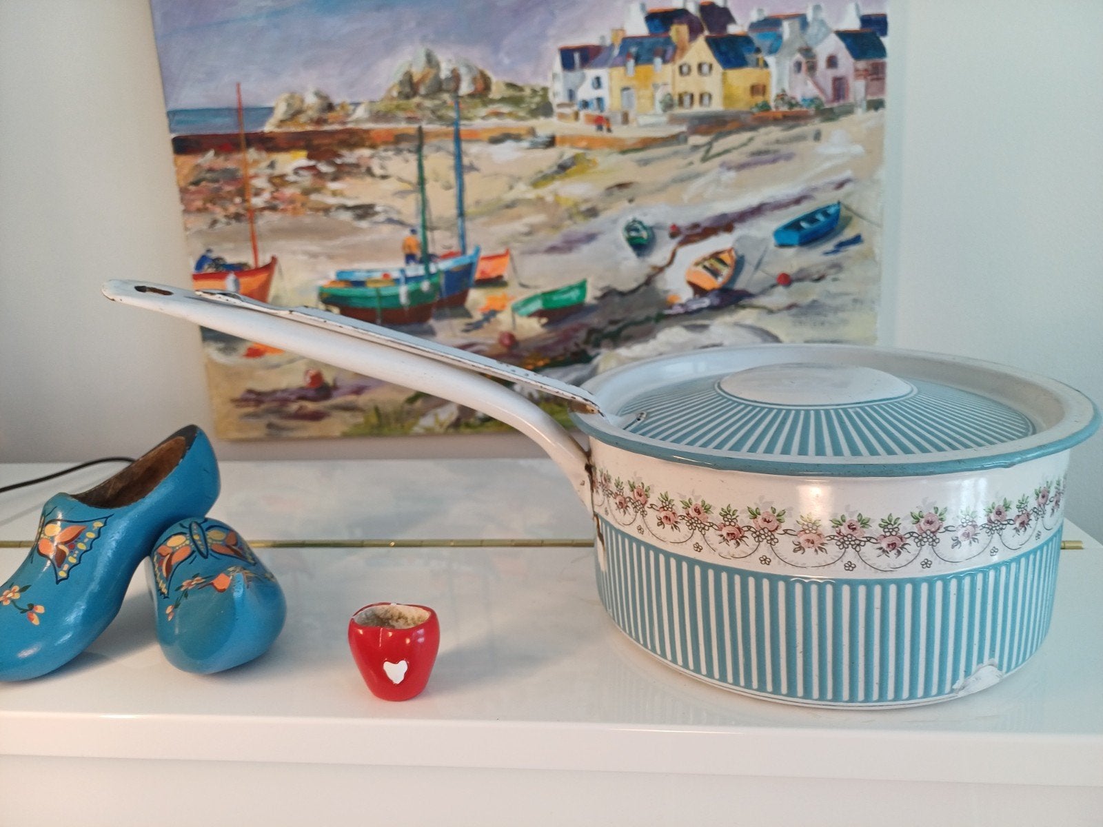 Steelpan met pastelkleurige roosjes, Ophalen of Verzenden