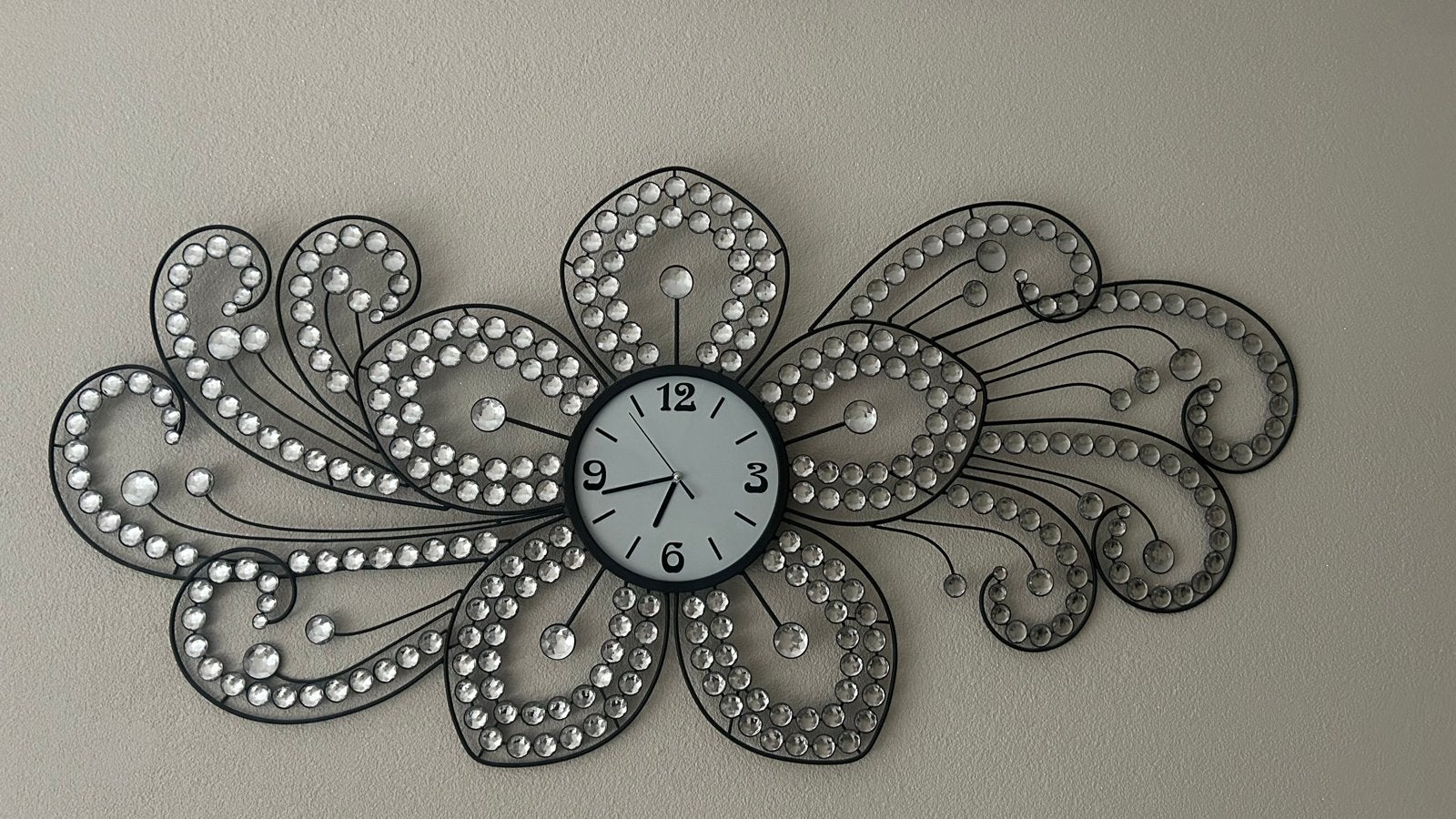 Decoratieve wandklok met strass steentjes, Ophalen, Analoog, Overige merken, Wandklok