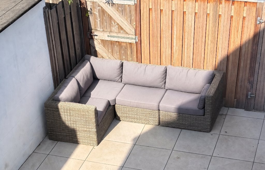 Complete loungeset (hoek/L-vorm) incl. kussens, Ophalen, 4 zitplaatsen, Gebruikt, Loungeset