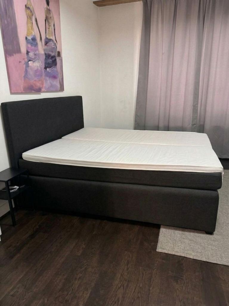 IKEA Tweepersoonsbed 160x180 cm - Zwart, Gebruikt, Zwart, Tweepersoons, Stof