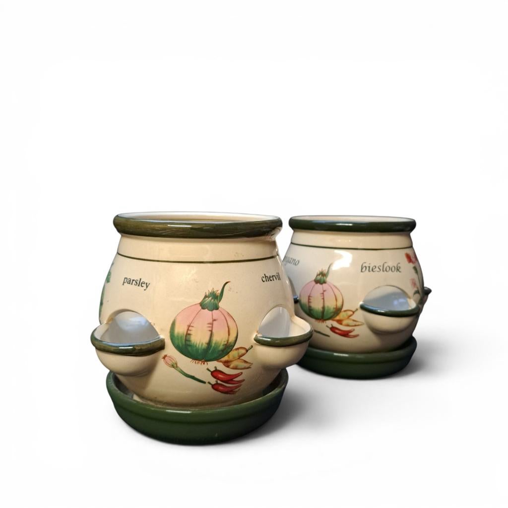 Vintage Aardewerk Kruidenpotten Set - Jaren '50/'60, Antiek en Kunst, Ophalen of Verzenden