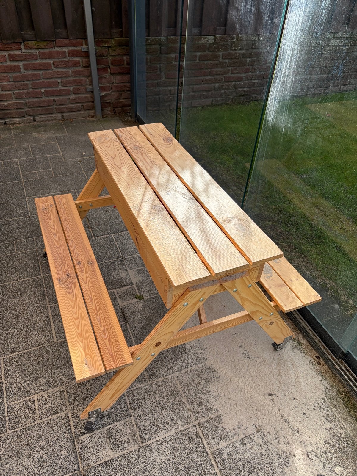 Houten picknicktafel met zandbak voor kinderen, Kinderen en Baby's, Ophalen, Zo goed als nieuw