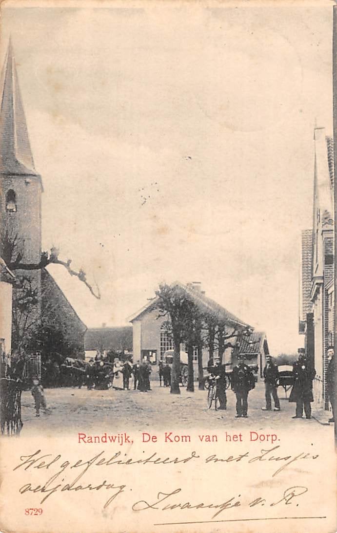Randwijk, De Kom van het Dorp Kerk School Betuwe, Verzenden, Voor 1920, Gelopen, Gelderland