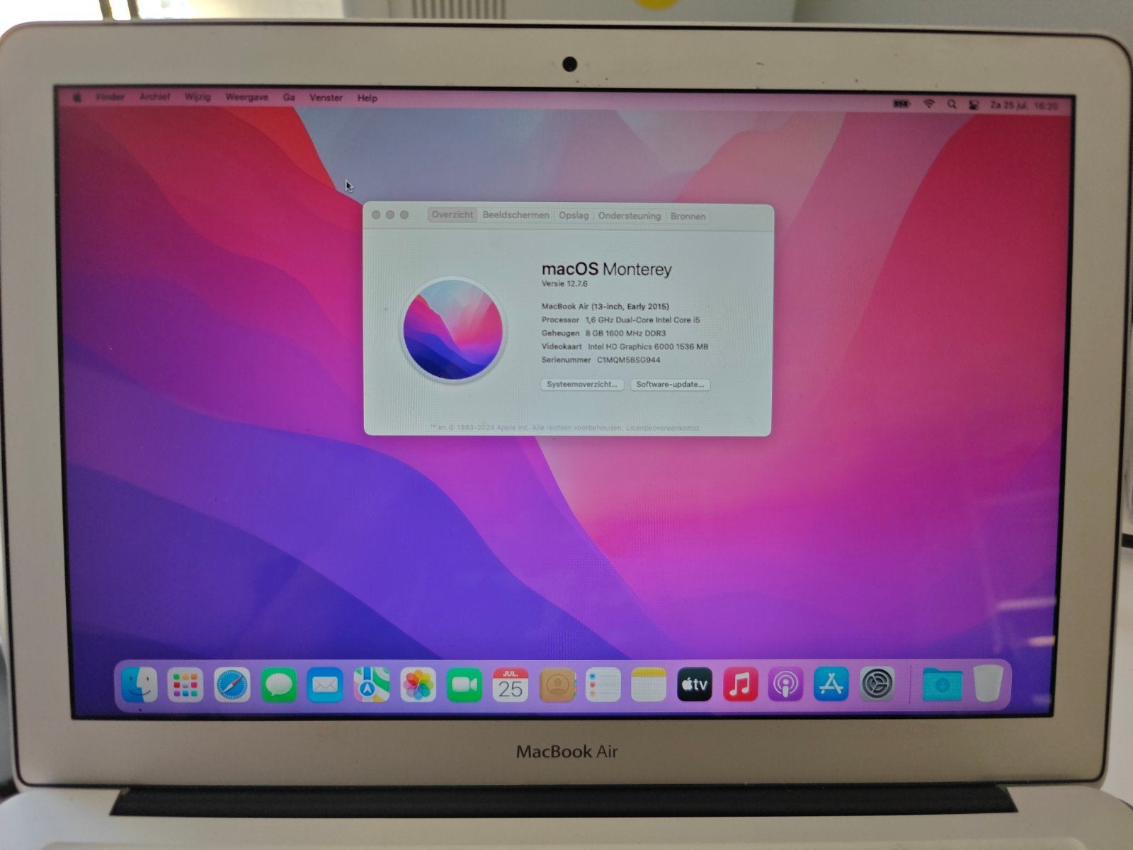 MacBook Air 13" 2015, Computers en Software, Apple Macbooks, Ophalen, Gebruikt, 256 GB, Qwerty