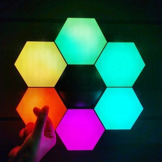 Hexagon Touch LED Lamp Smart RGB Wandlamp met AB en Touch, Kunststof, Overige fittingen, Ophalen of Verzenden, Wandlamp