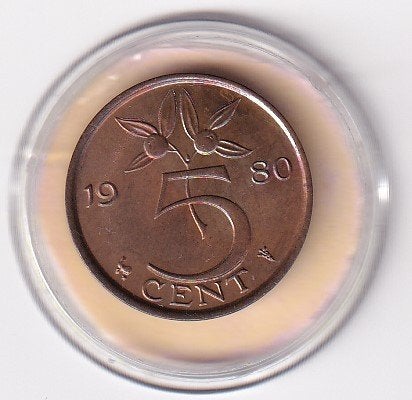 5 Cent 1980 Prachtig met diverse muntkleuren, Verzenden, Koningin Juliana, 5 cent, Losse munt