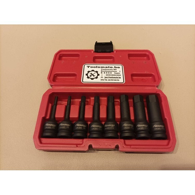 1/2" impact doppenset inbus H5 - H19 Chroom Molybdeen doppen, Verzenden, Nieuw
