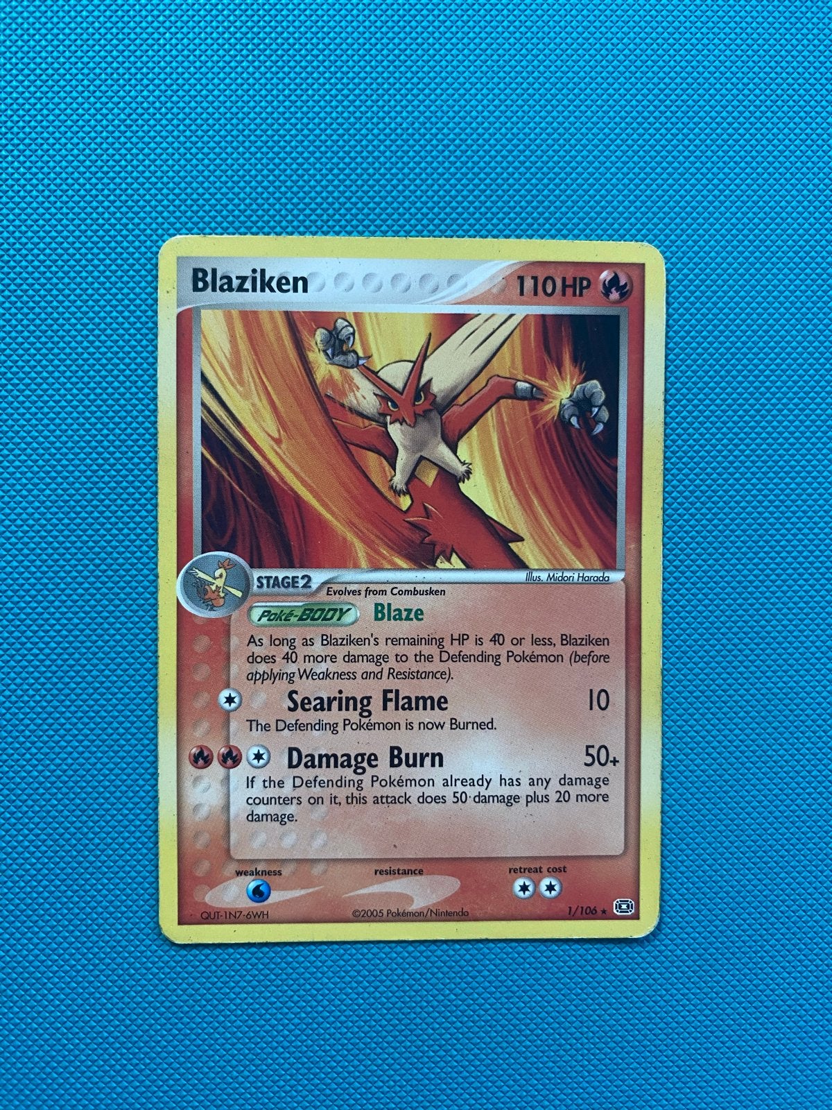 Blaziken 1/106 Pokémon Kaart, Ophalen of Verzenden, Gebruikt, Losse kaart