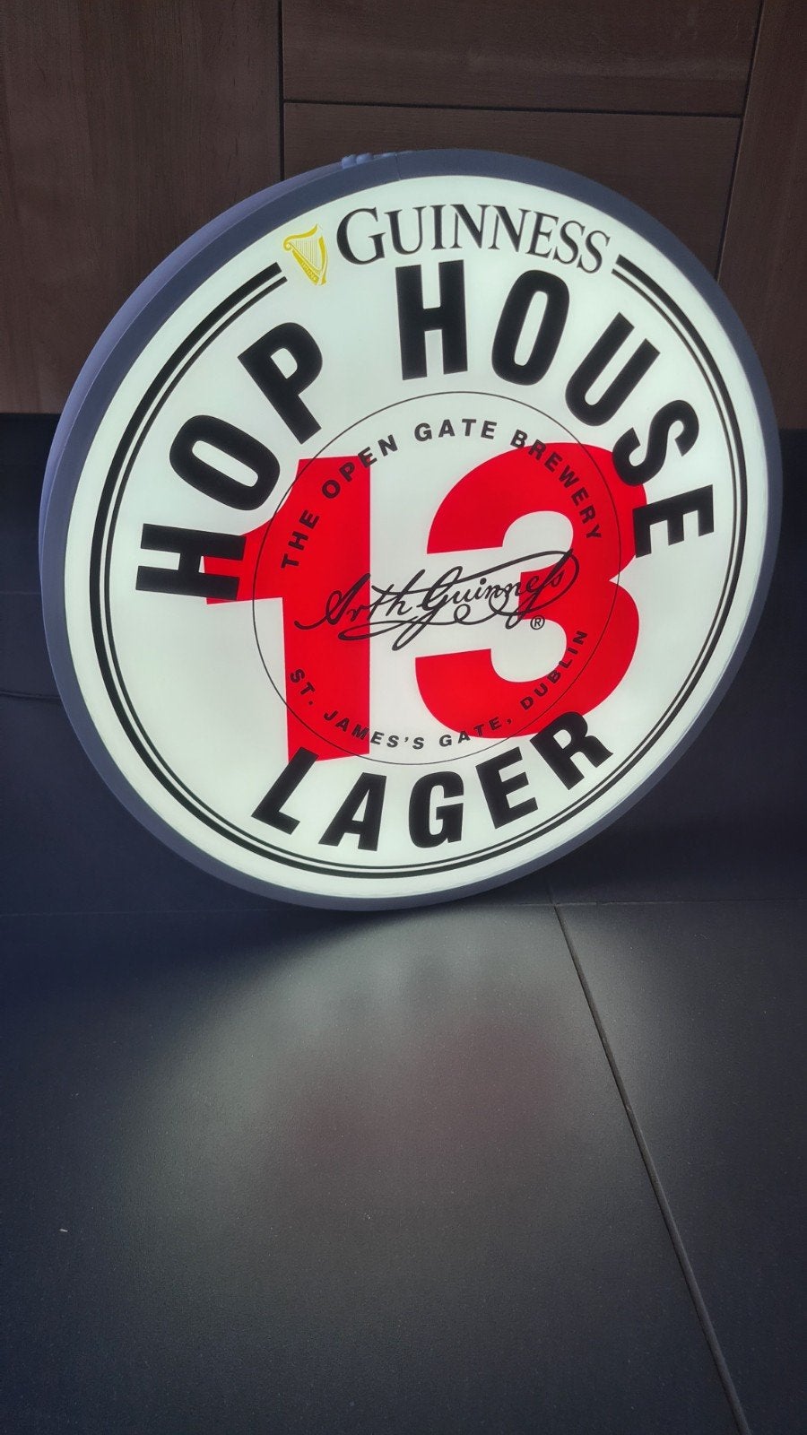 Hop House / Guinness Lichtreclame, Verzamelen, Ophalen of Verzenden, Zo goed als nieuw, Lichtbak of (neon) lamp