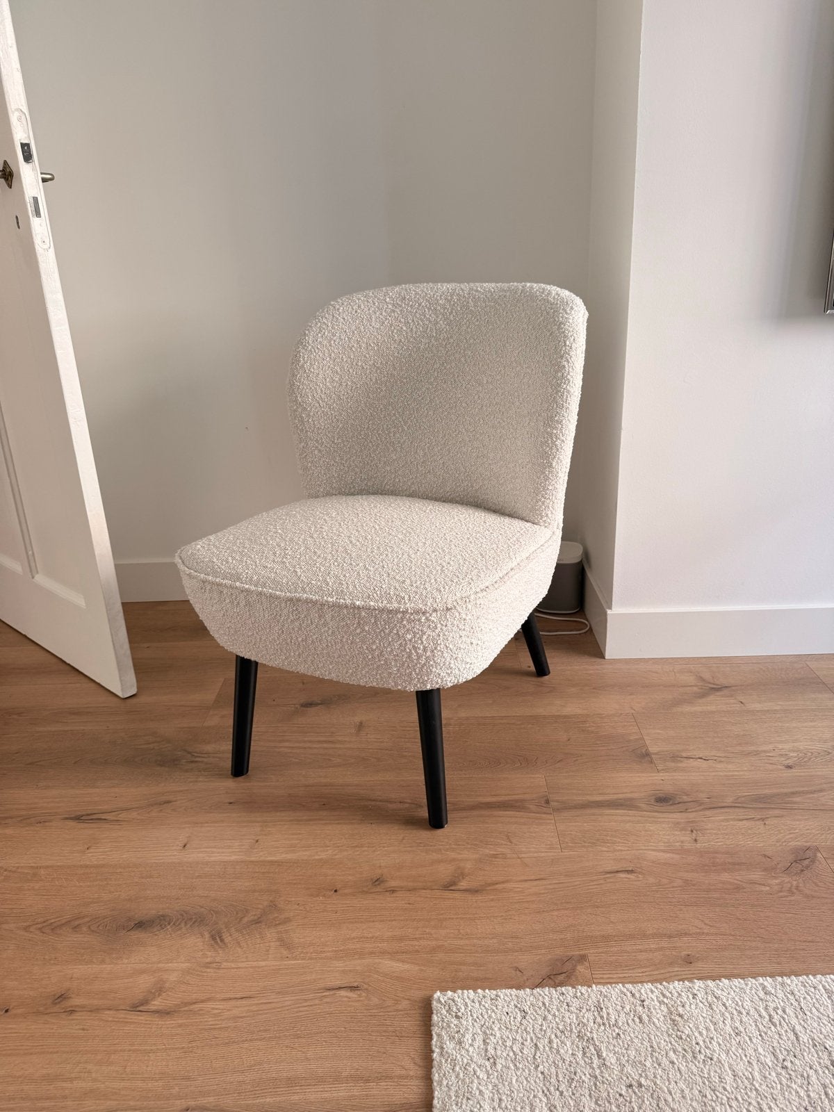 Woood Japandi fauteuil, bouclé, beige off white - als nieuw, Ophalen, 75 tot 100 cm, Zo goed als nieuw, Stof