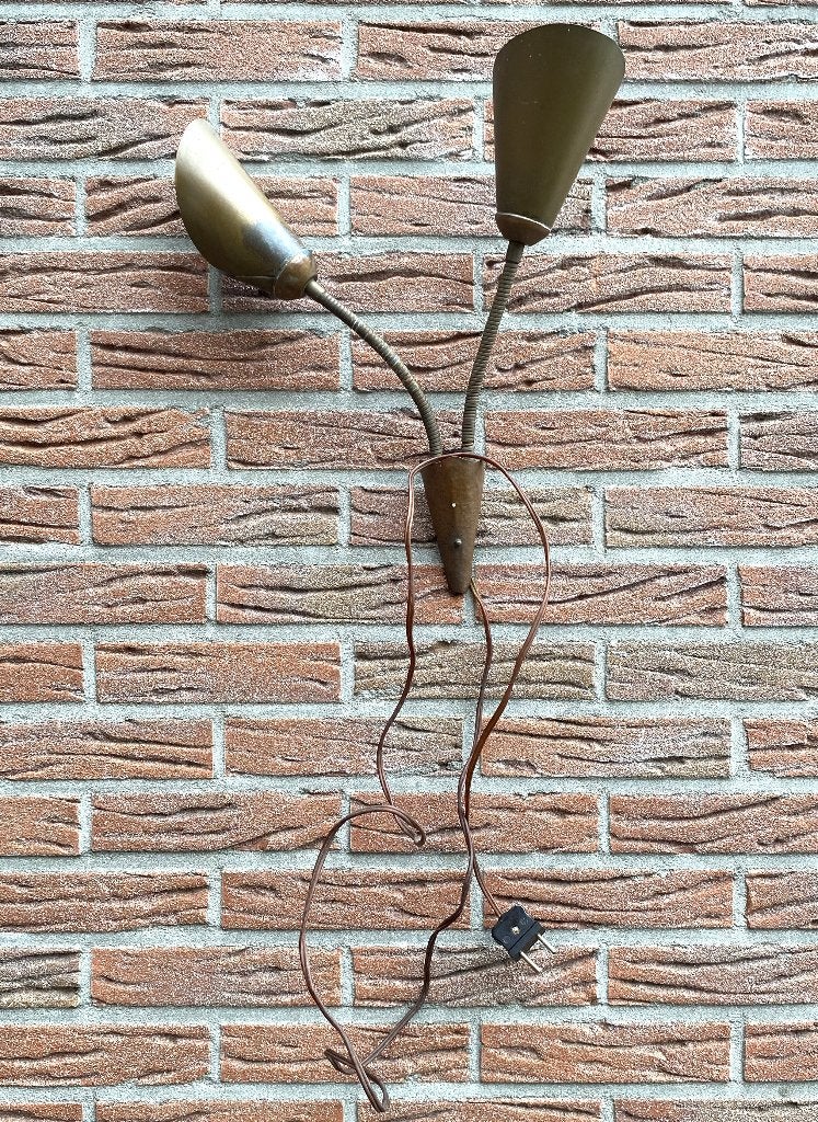 Leuke Fifties Lamp - vintage retro mid century design koper, Huis en Inrichting, Met snoer/stekker, Gebruikt, E14 (klein), Ophalen of Verzenden