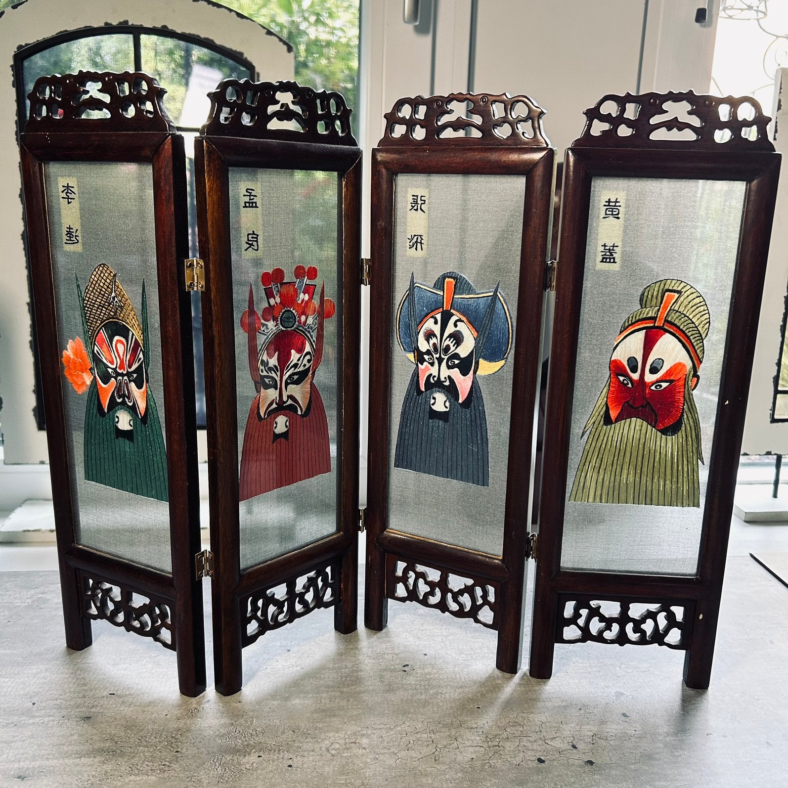 Traditioneel Chinees mini kamerscherm, 4 x gezichtsmaskers, Ophalen of Verzenden