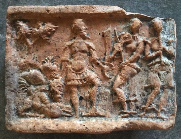 Haardsteen Muzikant Viool Heracles Antwerpen, Antiek en Kunst, Ophalen of Verzenden