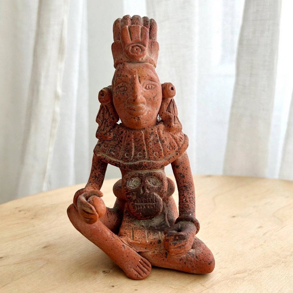 Vintage Maya beeldje Jaina stijl - terracotta 14 cm, Verzamelen, Ophalen of Verzenden, Zo goed als nieuw, Mens