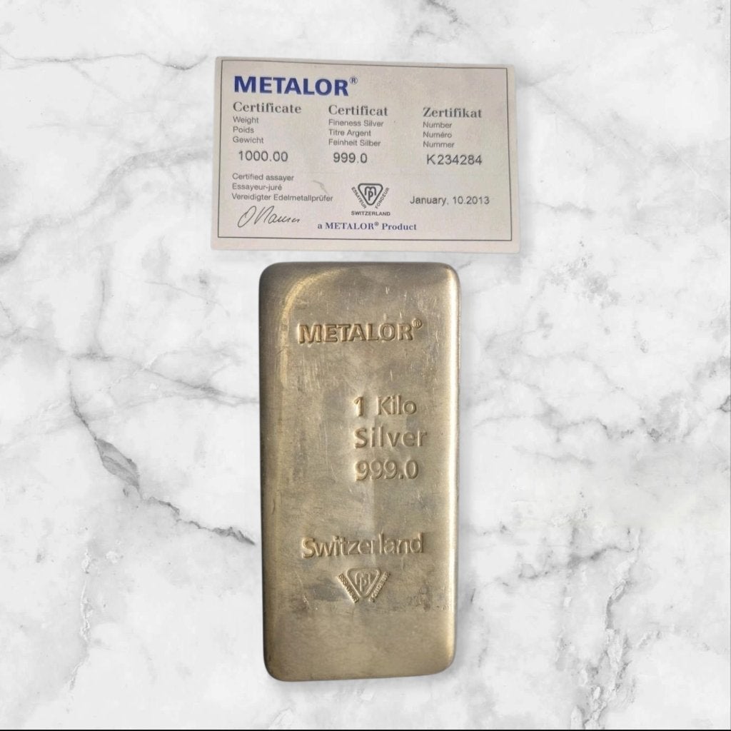 1 Kilo Zilverbaar 999.0 Fijnheid - Metalor Zwitserland, Ophalen, Zilver