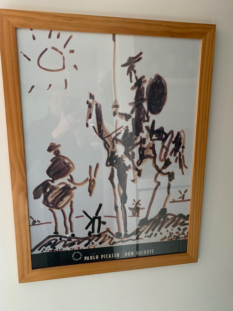 Pablo Picasso poster Don Quixote in houten lijst 1955, Figuren, Papier/karton, Ophalen of Verzenden, Ingelijst
