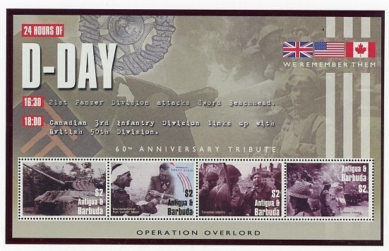 Antigua & Barbuda- 2004- serie / vel = motief WW II, Ophalen of Verzenden, Midden-Amerika