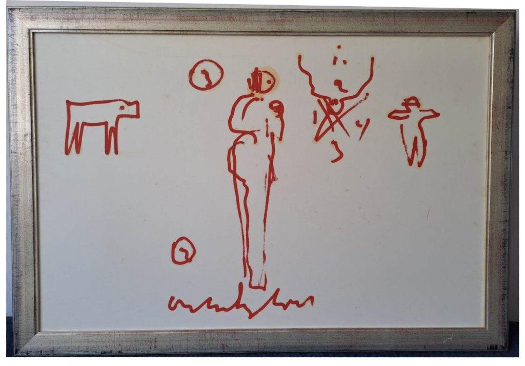 Anton Heyboer(1924)Acryl Doek "Vrouw in afwachting zaad" Ges, Ophalen of Verzenden