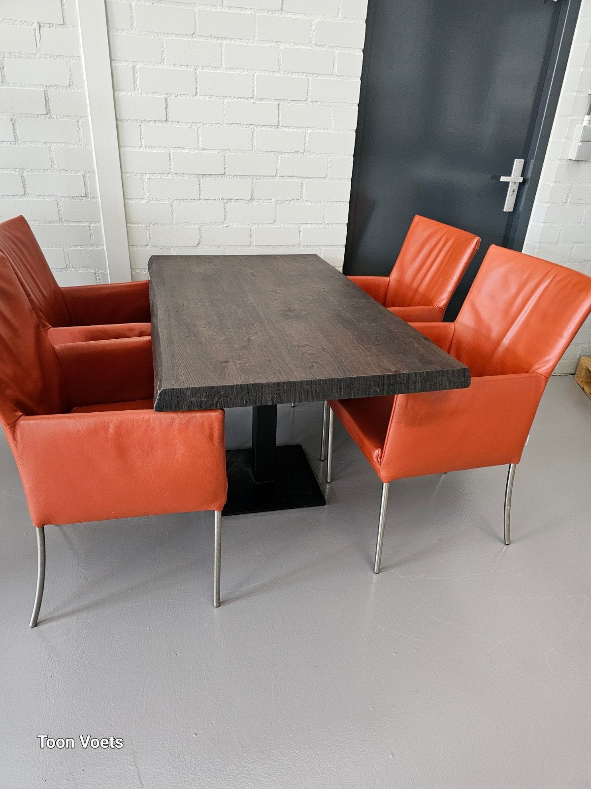 Tafel Met 4 stoelen Bert Plantagie, Ophalen, Gebruikt, 100 tot 150 cm, Eikenhout