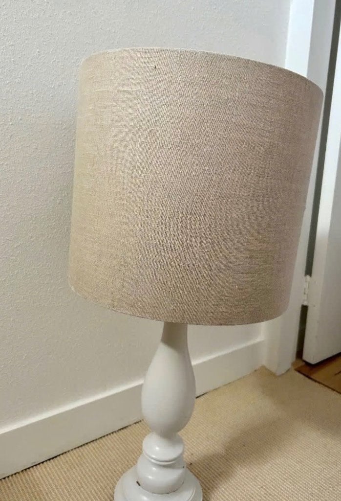Grote linnen lampenkap, licht beige - zand kleur., Natuurlijk materiaal, 35 cm, Beige, Rond