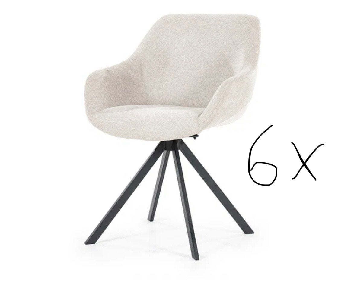 6x Eleonora stoel mamé beige, Huis en Inrichting, Stoelen, Ophalen, Zo goed als nieuw, Overige kleuren, Vijf, Zes of meer stoelen