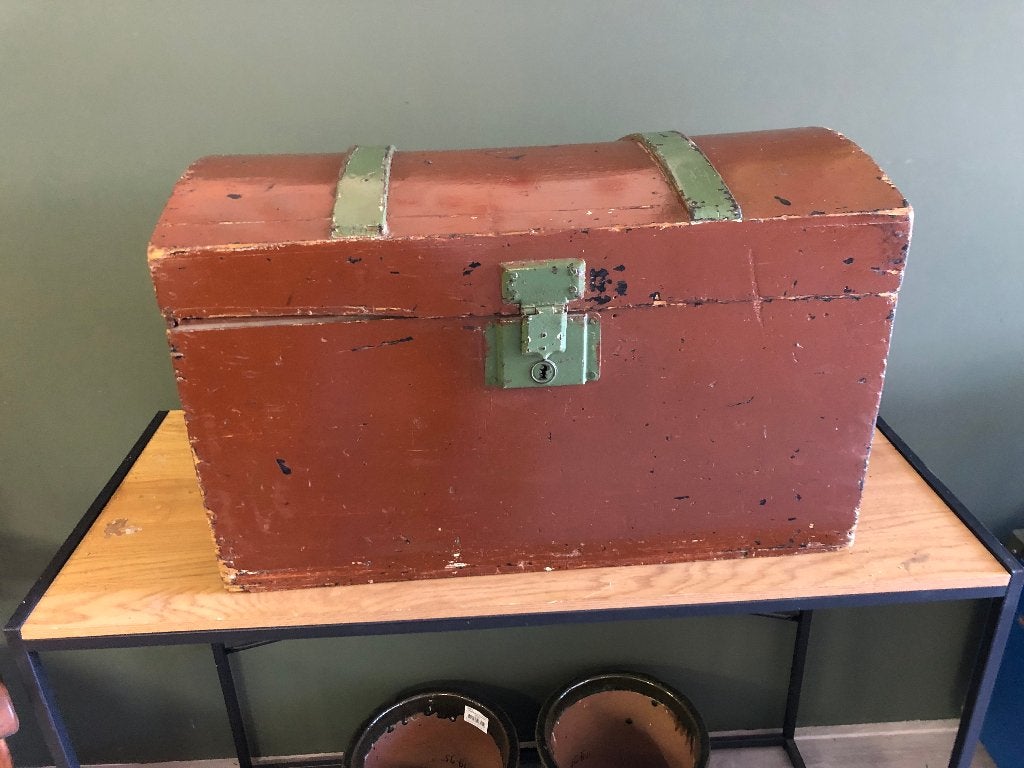 Oude Brocante Houten Kist Bruin., Ophalen
