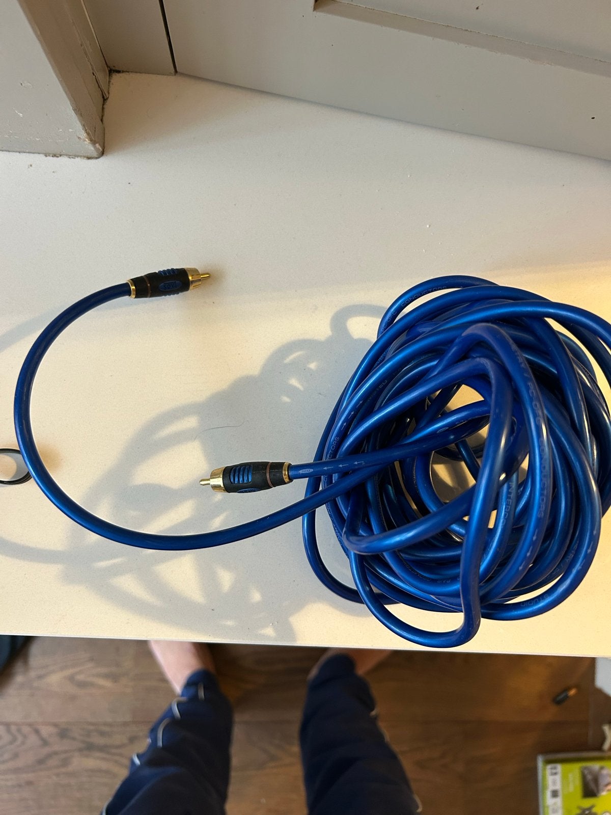 Blauwe subwoofer interlink kabel - Studio Subwoofer Intercon, Ophalen of Verzenden, Gebruikt, 10 meter of meer, Interlink-kabel