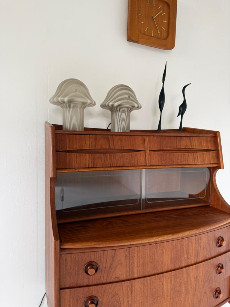 2x vintage zebra mushroom tafellamp, Peill & Putzler ‘80, Huis en Inrichting, Ophalen of Verzenden, Zo goed als nieuw, Glas
