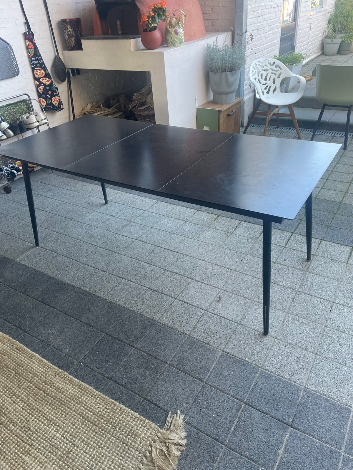 Tuintafel met glazen plaat, ( 3 glazen platen), Ophalen, Gebruikt, Rechthoekig